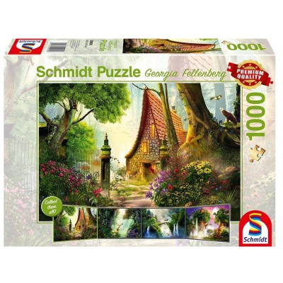Puzzle  Schmidt-Spiele-59909 Georgia Fellenberg - Haus auf der Lichtung
