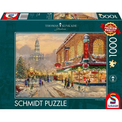 Puzzle  Schmidt-Spiele-59936 Thomas Kinkade - Ein Weihnachtswunsch