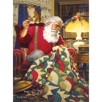 Puzzle  Sunsout-23328 Tom Newsom - Quilting Santa