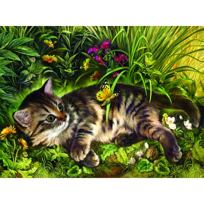 Puzzle  Sunsout-39208 Nadia Strelkina - Garden Kitten Play