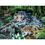 Puzzle  Sunsout-60506 Jan Martin Mcguire - Forest Wolf Family