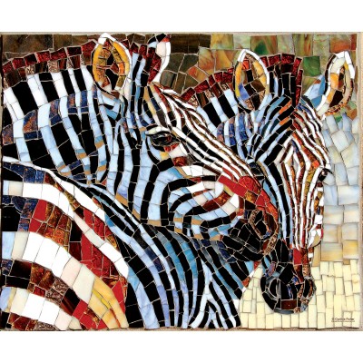 Puzzle  Sunsout-70725 Stained Glass Zebras