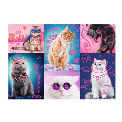 Puzzle Trefl-10581 Neon Color Line - Cats
