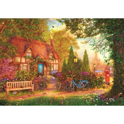 Puzzle  Trefl-10803 Tea Time: Reetgedecktes Häuschen