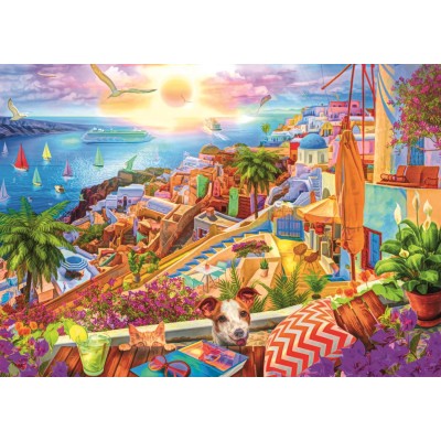 Puzzle Trefl-10842 Tea Time: Besuchen Sie Santorini
