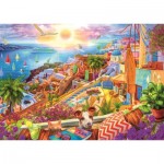 Puzzle  Trefl-10842 Tea Time: Besuchen Sie Santorini