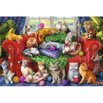 Puzzle  Trefl-26198 Kätzchen auf dem Sofa
