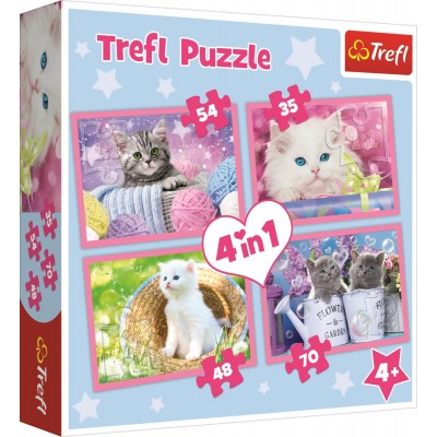 Trefl-34330 4 Puzzles - Kätzchen