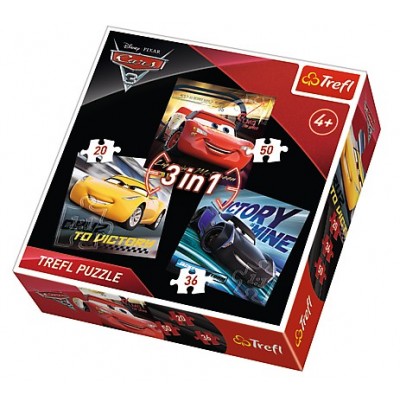 Trefl-34820 3 Puzzles - Cars 3