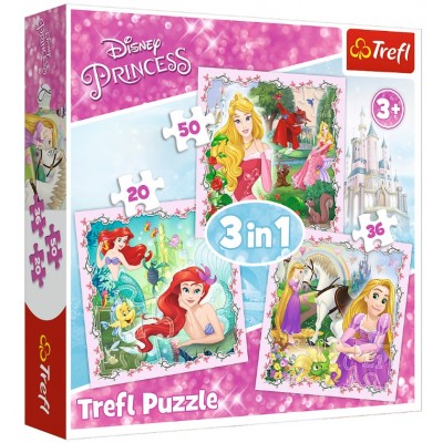  Trefl-34842 3 Puzzles - Disney Princess