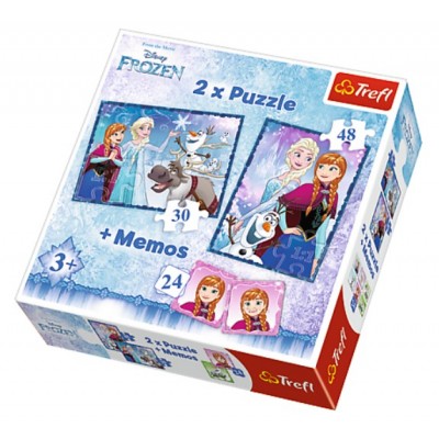 Trefl-90617 2 Puzzles + Memo - Frozen
